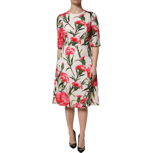 Dolce & Gabbana Pink Floral Print Short Sleeves Sheath Dress 1728,67345645728,Dolce & Gabbana,Dresses - Women - Clothing,IT44 | L,Material: 94% Silk 6% Elastane,Pink,Preowned / Defect,Women Dolce & Gabbana DR81604-44