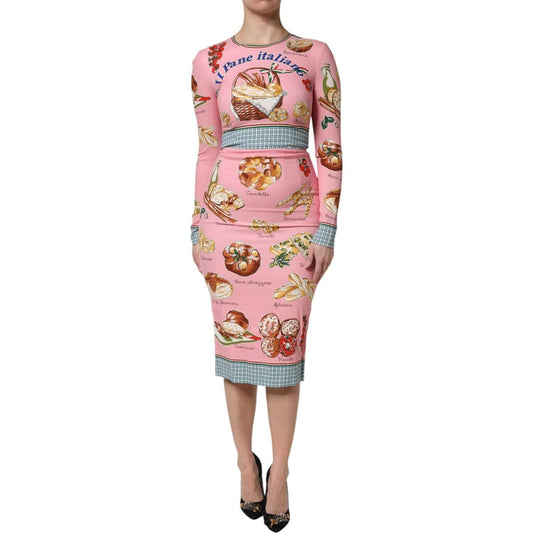 Dolce & Gabbana Pink Pastry Print Bodycon Sheath Midi Dress 1728,67345645728,Dolce & Gabbana,Dresses - Women - Clothing,IT36|XXS,IT38 | XS,IT40|S,IT42|M,IT44 | L,IT46|XL,IT48|XXL,Material: 95% Silk 5% Elastane,New with tags,Pink,Women Dolce & Gabbana DR81