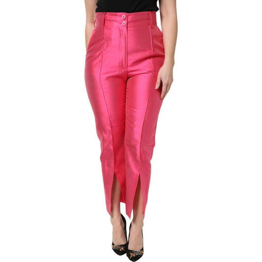 Dolce & Gabbana Pink Silk High Waist Tapered Pants 1728,67345645728,Dolce & Gabbana,IT36|XXS,IT38|XS,IT40|S,IT42|M,IT44 | L,IT46|XL,Jeans & Pants - Women - Clothing,Material: 100% Silk,New with tags,Pink,Women Dolce & Gabbana PAN76316-36