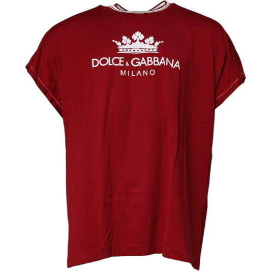 Dolce & Gabbana Red Logo Crown Cotton Crew Neck T-shirt 1728,67345645728,Clothing,Dolce & Gabbana,IT46 | S,IT50 | L,IT52 | XL,IT54 | XL,Material: 100% Cotton,Men,Men - Clothing,New with tags,Red,T-Shirts - Men - Clothing Dolce & Gabbana TSH90049-46