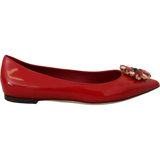 Dolce & Gabbana Red Suede Crystal Loafers - Exquisite Elegance 1728,67345645728,Dolce & Gabbana,EU35/US4.5,EU36.5/US6,EU37.5/US7,EU37/US6.5,Flat Shoes - Women - Shoes,Material: 100% Leather,New with tags,Red,Women Dolce & Gabbana LA10078- 35
