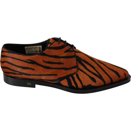 Dolce & Gabbana Tiger Pattern Dress Shoes with Pony Hair 1728,67345645728,Dolce & Gabbana,EU41/US10.5,Flat Shoes - Women - Shoes,Material: Pony Hair,New with tags,Orange,Women Dolce & Gabbana LA7208-41