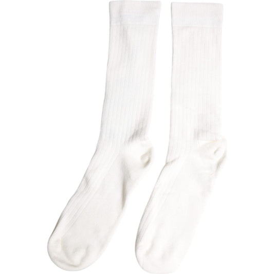 Dolce & Gabbana White Cotton Solid Mid Calf Men Socks 1728,67345645728,Accessories,Dolce & Gabbana,L,Material: 100% Cotton,Men,Men - Accessories,Preowned / Defect,Socks - Men - Accessories,White Dolce & Gabbana SCS2215-L