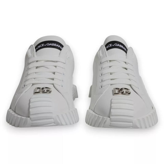 Dolce & Gabbana White Leather Logo Low Top NS1 Sneakers Shoes 1728,67345645728,Dolce & Gabbana,EU42/US9,Material: 100% Calf Leather,Men,Men - Shoes,New with tags,Shoes,Sneakers - Men - Shoes,White Dolce & Gabbana MV6815-42