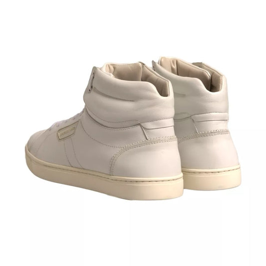 Dolce & Gabbana White London Logo High Top Sneakers Shoes 1728,67345645728,Dolce & Gabbana,EU41/US8,Material: 100% Calf Leather,Men,Men - Shoes,Preowned / Defect,Shoes,Sneakers - Men - Shoes,White Dolce & Gabbana MV6813#2-41