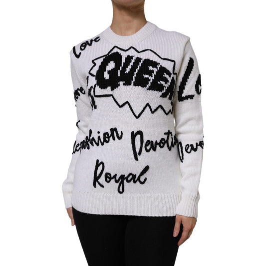 Dolce & Gabbana White Wool Knit Crew Neck Pullover Sweater 1728,67345645728,Clothing,Dolce & Gabbana,IT40|S,Material: 92% Wool 8% Virgin Wool,Preowned / Defect,Sweaters - Women - Clothing,White,Women,Women - Clothing Dolce & Gabbana TSH87548-40