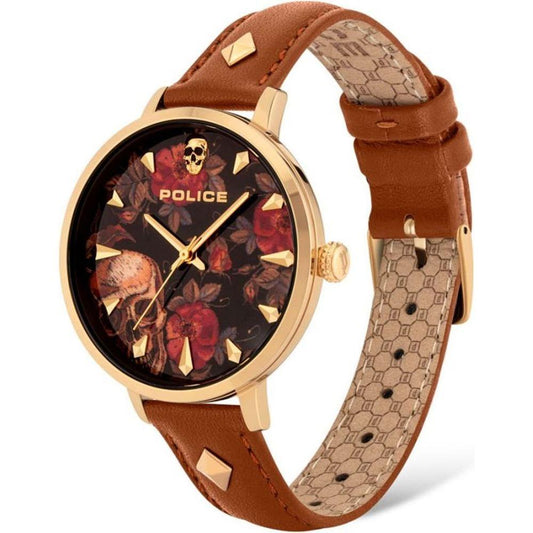 Police Brown Leather Watch 1728,Brown,New with tags,Police,Watches for Women - Watches,Women Police POPL16034MSG02AC