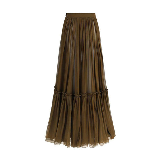 Saint Laurent Flounced long Skirt 1728,72470364320,Brown,Clothing,IT38 | S,New with tags,Saint Laurent,Skirts - Women - Clothing,Women,Women - Clothing Saint Laurent SA-834197Y115W2423-IT38 | S