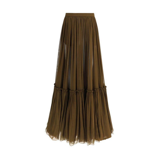 Saint Laurent Flounced long Skirt 1728,72470364320,Brown,Clothing,IT38 | S,New with tags,Saint Laurent,Skirts - Women - Clothing,Women,Women - Clothing Saint Laurent SA-834197Y115W2423-IT38 | S