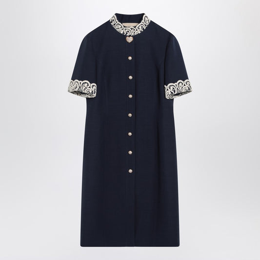 Valentino Indigo blue dress with macramé trim LDin,Women,Women > Clothing,Women > Clothing > Dresses,Yes Eu Valentino 7B3VAG101CF/R_VALE-R7D_102