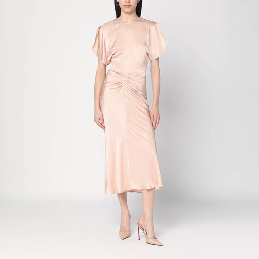 Victoria Beckham Light pink damask dress with gathering LDin,Spring - Summer 2025,Women,Women > Clothing,Women > Clothing > Dresses,Yes Eu Victoria Beckham 1225WDR005227NPL/Q_VIBEC-BA_111